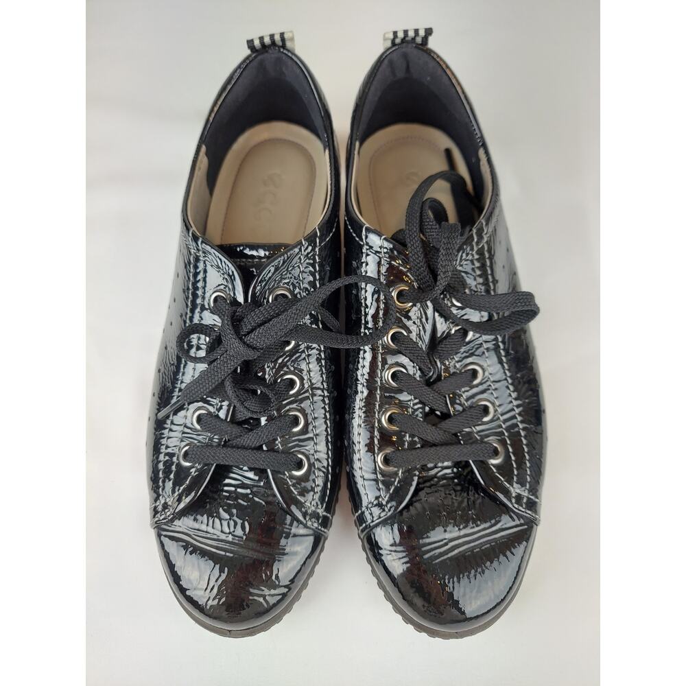 ECCO Women's Spin Black Patent Leather Lace Up Sneaker Size 7 - Picture 5 of 11